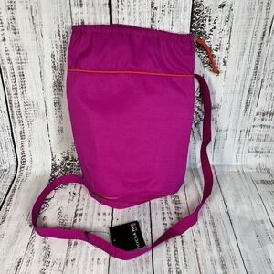 Mycra Pac Hot Pink Bucket Drawstring Bag Orange Lining Nylon Travel Lightweight